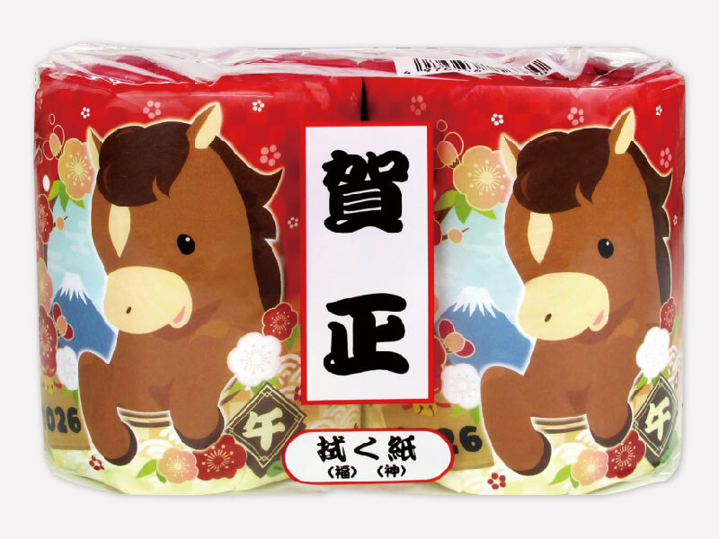 【年末年始】干支賀正ﾄｲﾚｯﾄ2ﾛｰﾙﾀﾞﾌﾞﾙ(27.5㎝)　60組（税抜き単価130円）