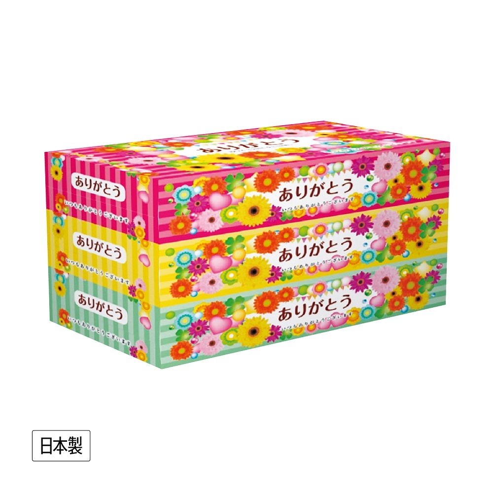 MT ありがとうBOXﾃｨｯｼｭ150W3個組 24組 (税抜き単価258円) ※～72組まで1個口