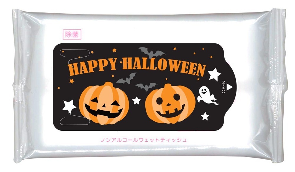 【秋限定】ﾉﾝｱﾙｺｰﾙ除菌ﾊﾛｳｨﾝｳｪｯﾄ10枚 100個（税抜き単価75円）