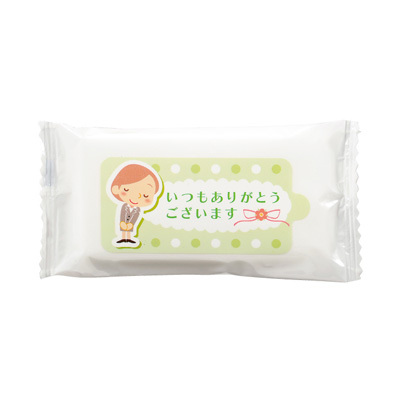 MT 【ありがとう】ﾐﾆｳｪｯﾄﾃｨｯｼｭ10枚 ｸﾞﾘｰﾝ 200個（税抜き単価32円）