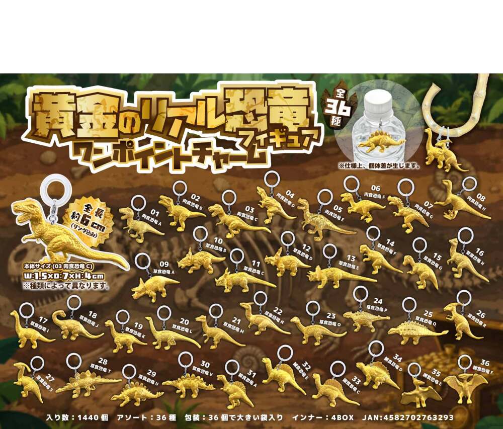 MB2329 黄金のﾘｱﾙ恐竜ﾌｨｷﾞｱﾜﾝﾎﾟｲﾝﾄﾁｬｰﾑ 360個（税抜き単価45円）
