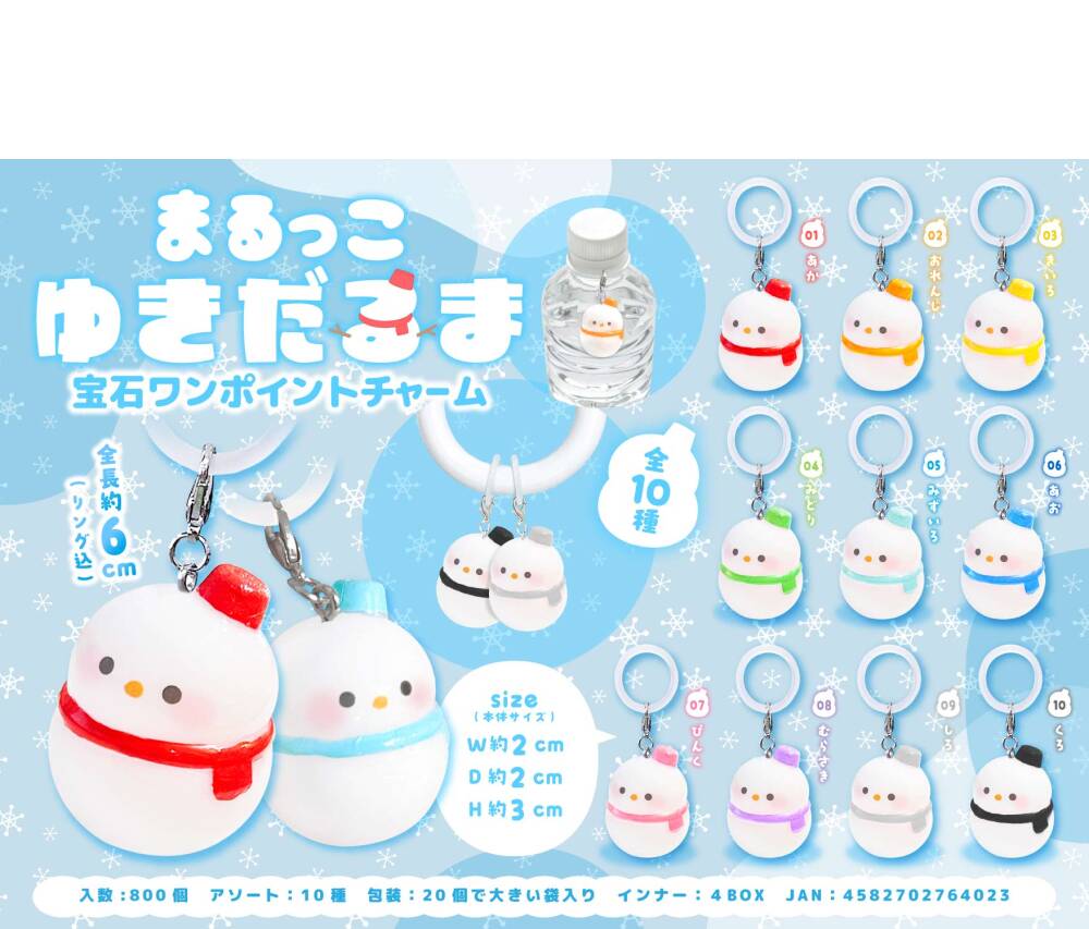 MB2402 まるっこ雪だるま宝石 ﾜﾝﾎﾟｲﾝﾄﾁｬｰﾑ 200個（税抜き単価82円）