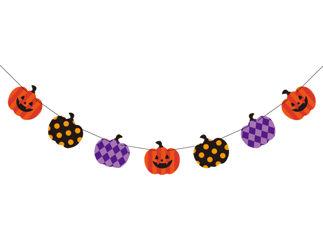 【ﾊﾛｳｨﾝ装飾】ｶﾗﾌﾙﾊﾟﾝﾌﾟｷﾝﾌﾗｯｸﾞ  (税抜き単価930円)